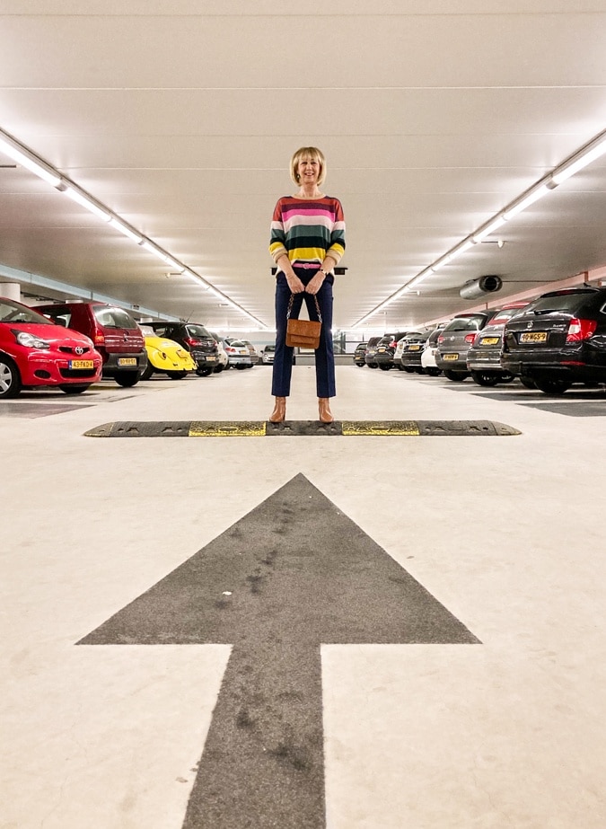 Cashmere jumper in rainbow colours