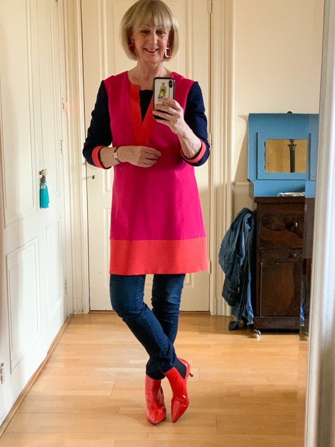 DvF tunic in pink and orange