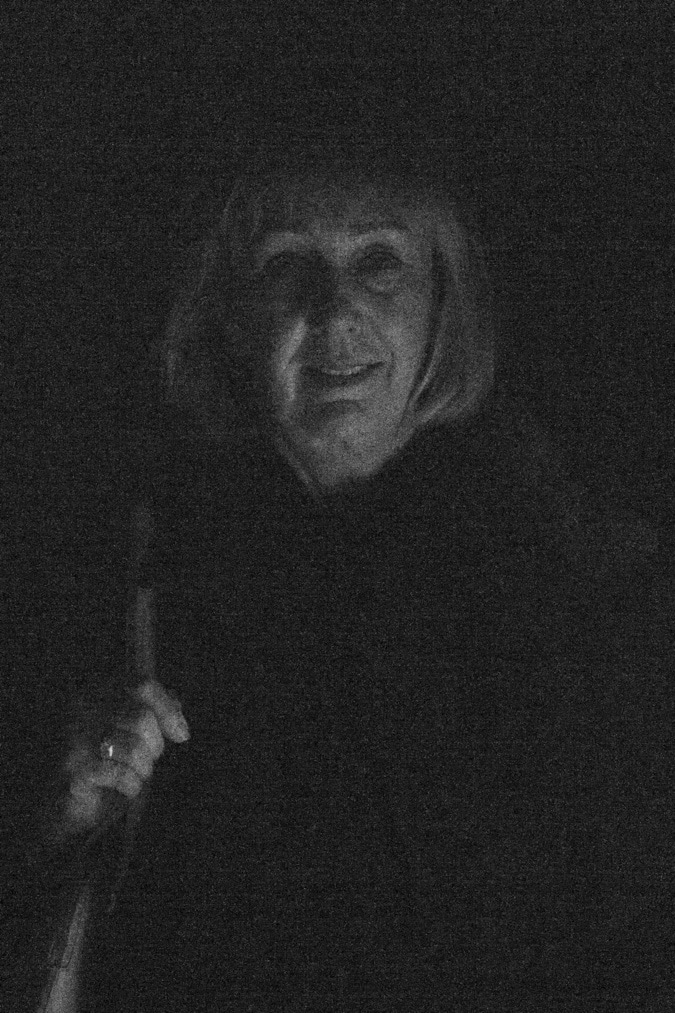 Grainy black and white photo in the bunker