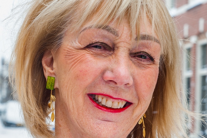 Green and gold earrings by LaraDesign.nl