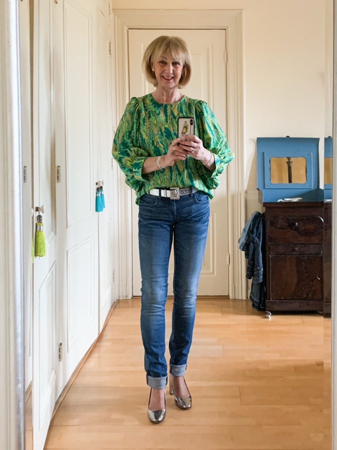 OODT yellow and green silk blouse