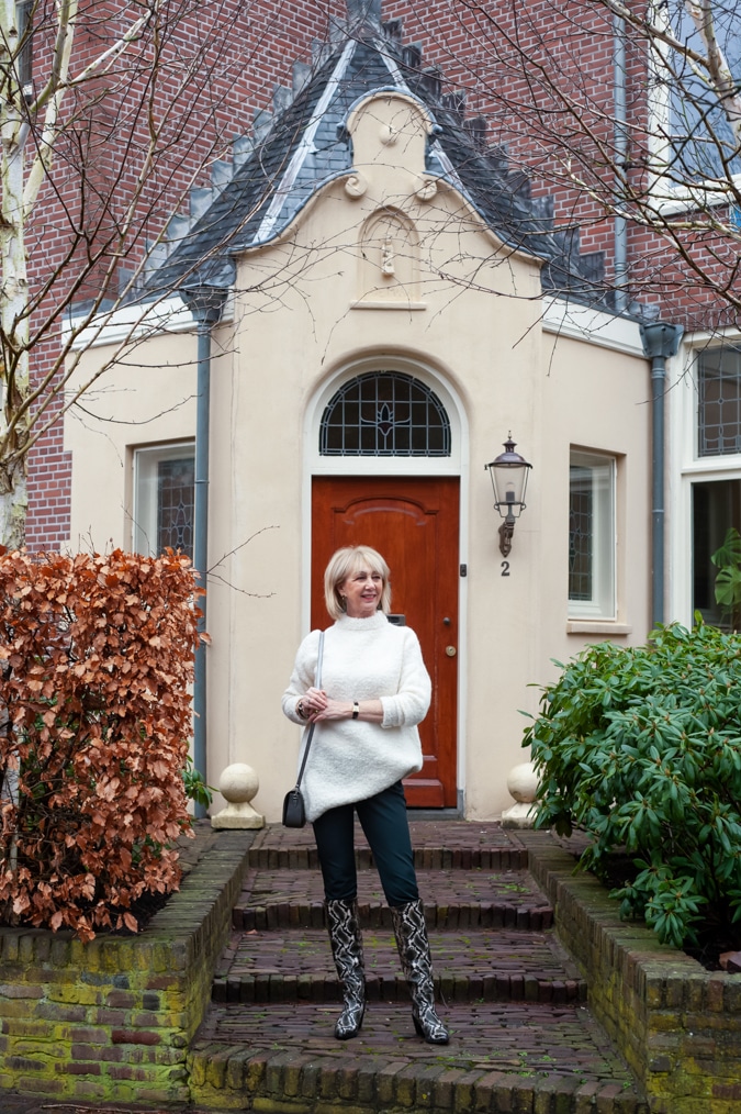 Python boots with an oversized jumper