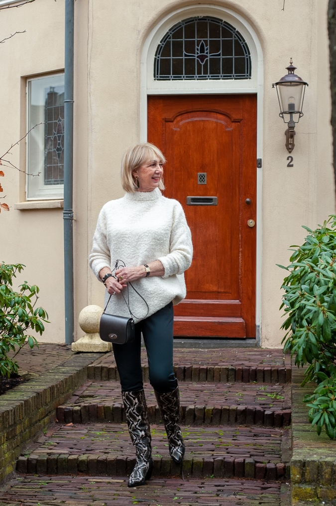 Python boots with an oversized jumper