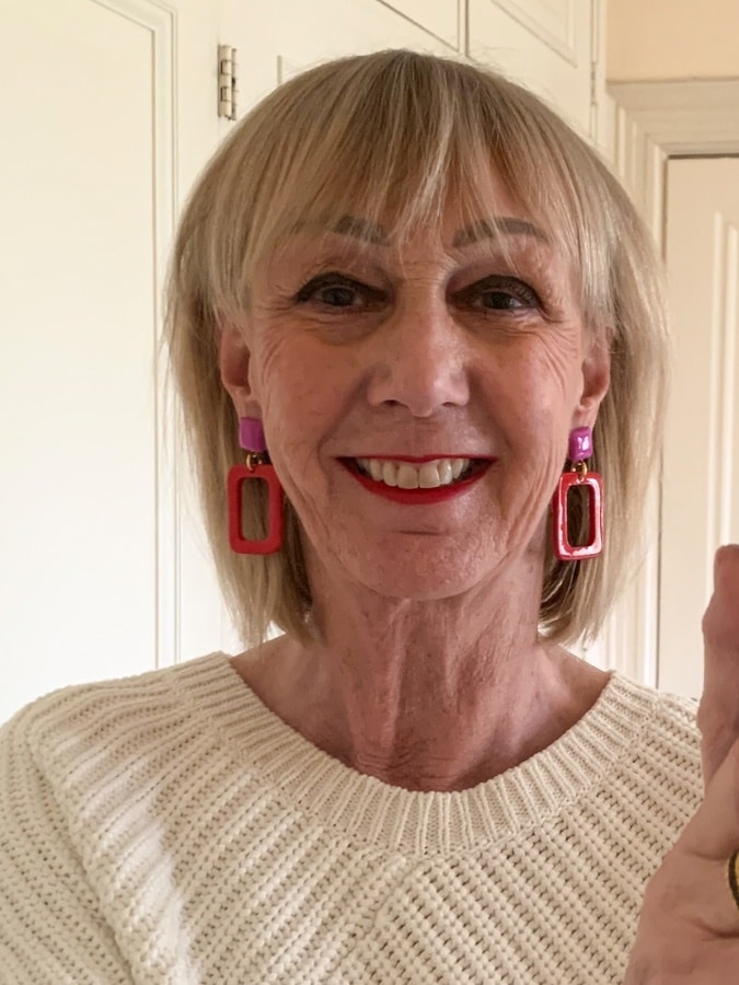 Red and pink modern earrings