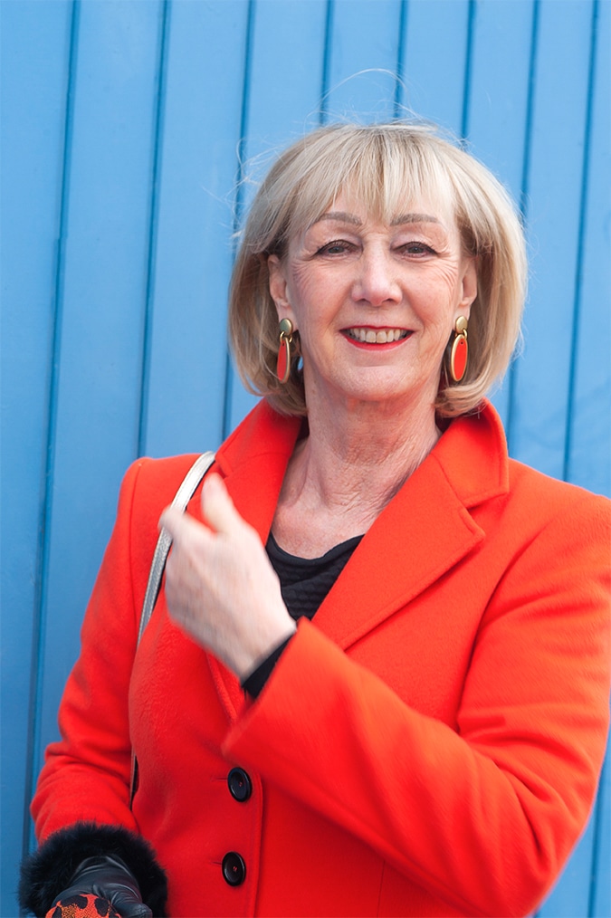 Orange leather skirt IJmuiden