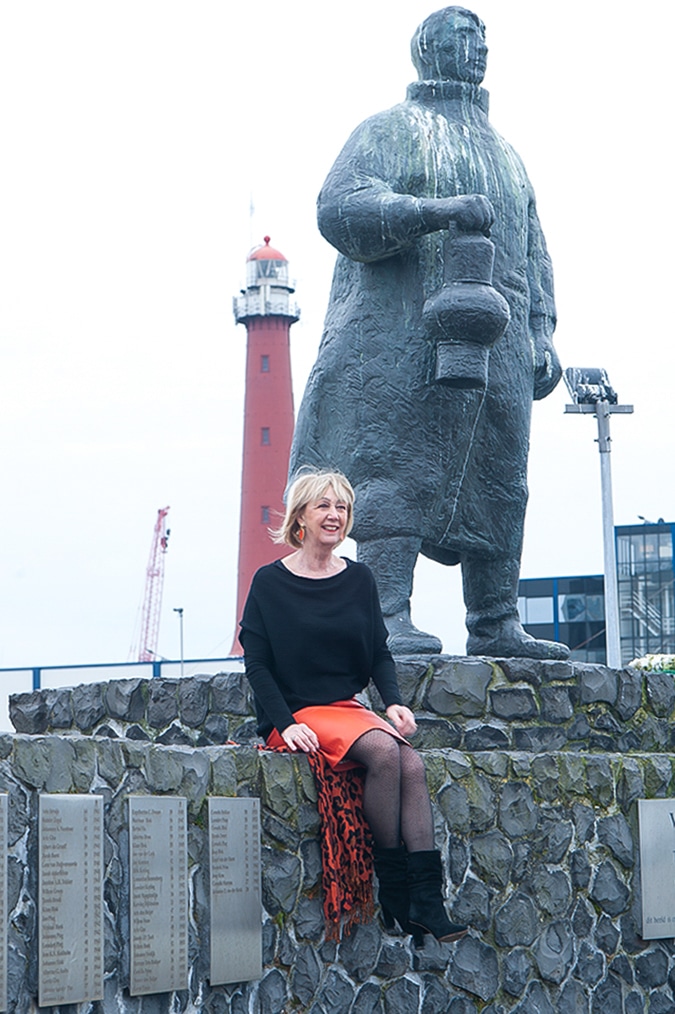 Orange leather skirt IJmuiden