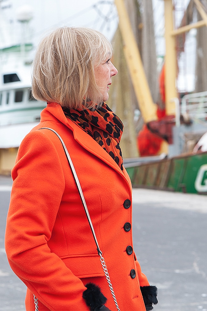 Orange leather skirt IJmuiden