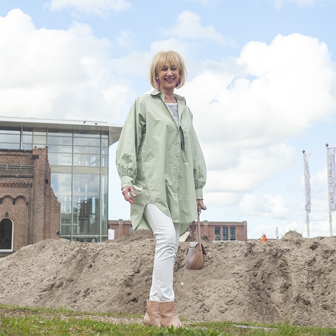 Oversized pastel green shirt