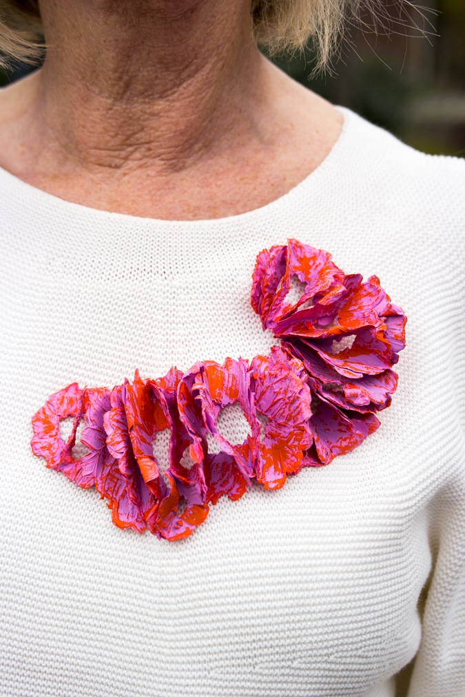 pink and orange brooch