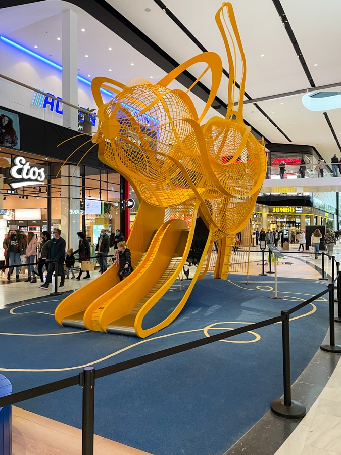 Cat as playground for kids in the mall