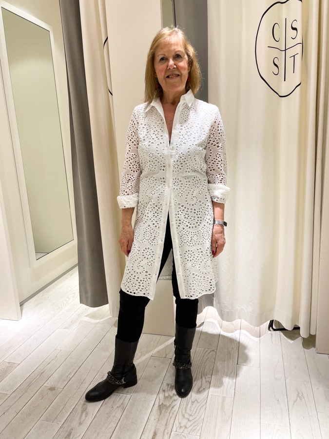 Marjolein in a white dress