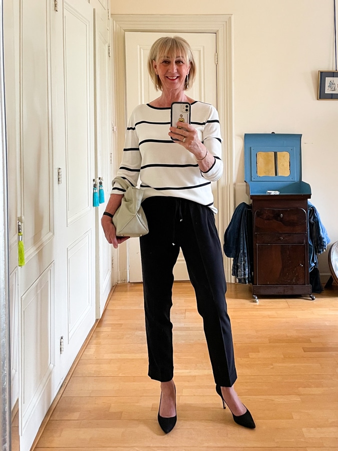 Black and white trouser outfit