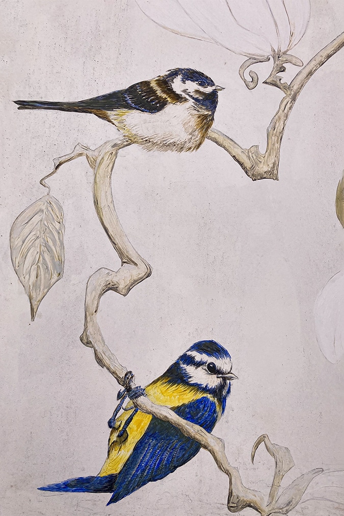 Details of the birds mural