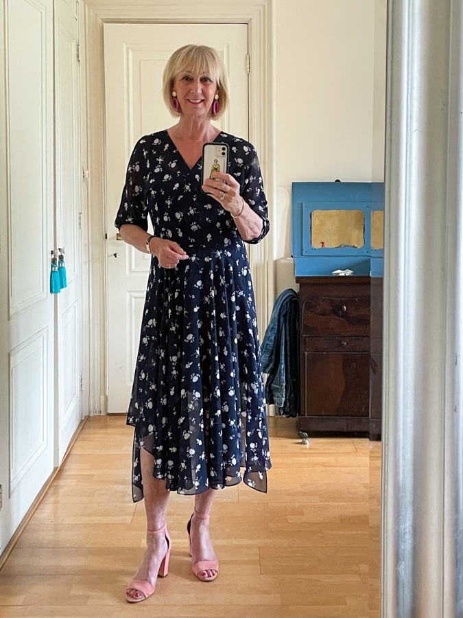 Blue floral dress by Cabi