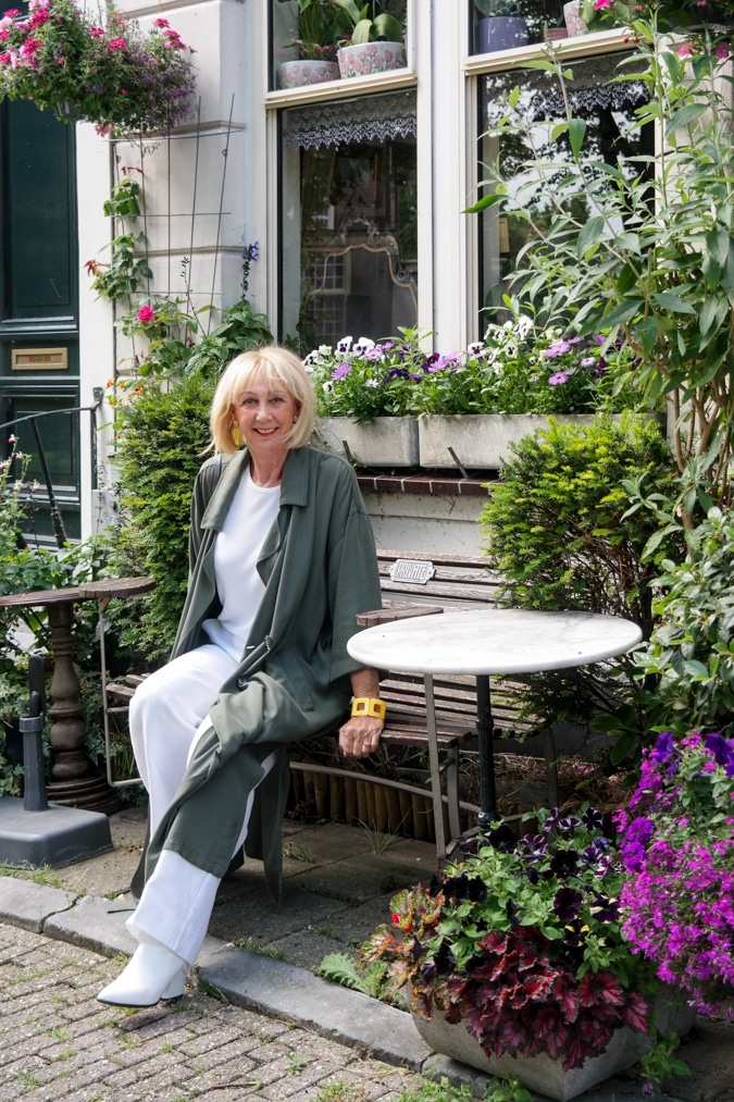 long green linen coat