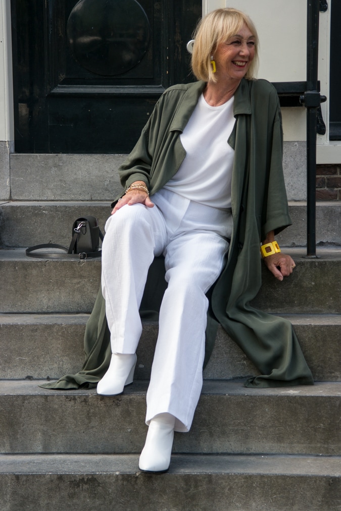 long green linen coat