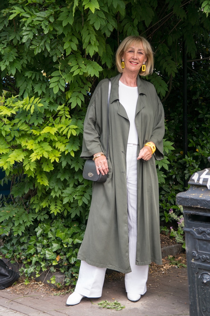 long green linen coat