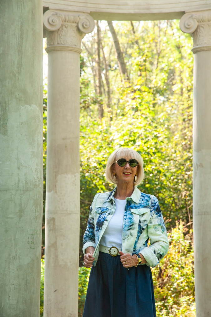 Blue and white floral jacket