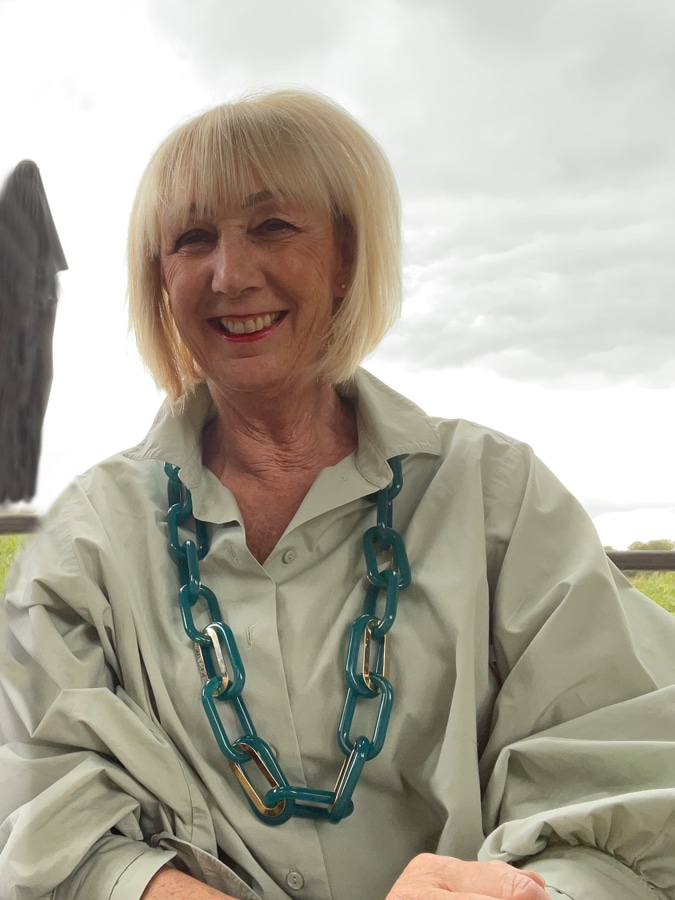 with green oversized shirt