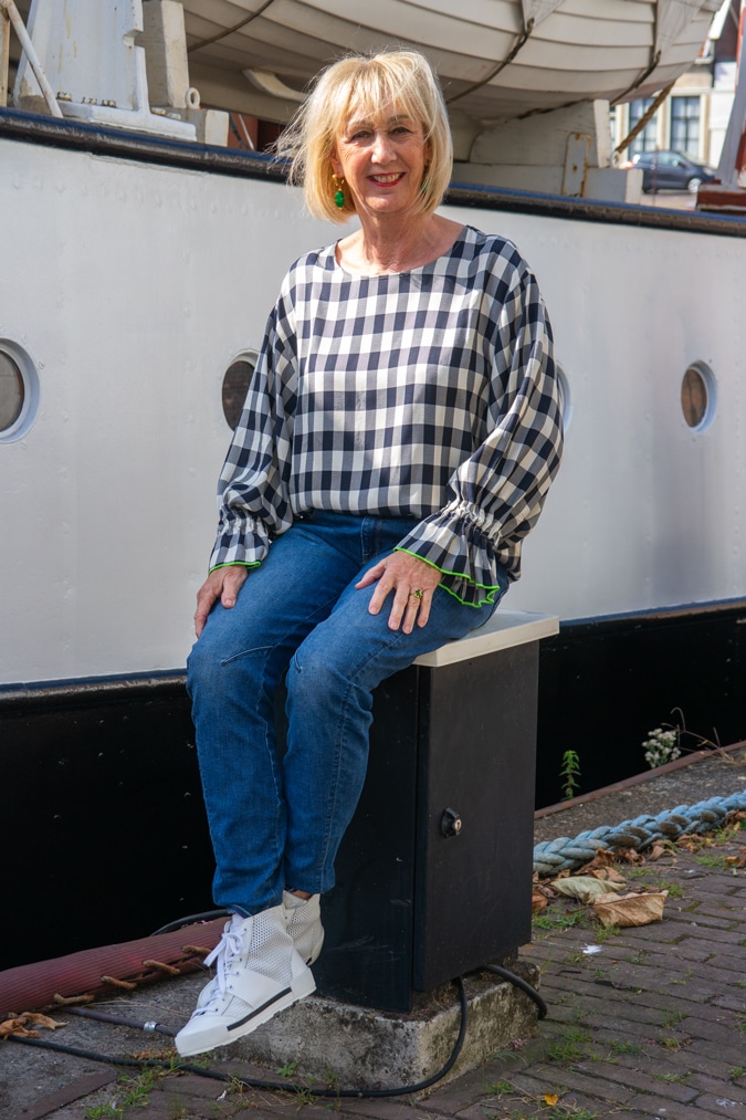 Black and white checked top