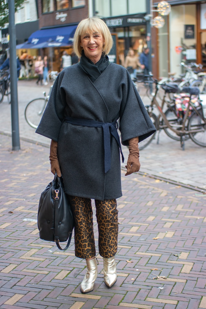 Grey kimono-style coat