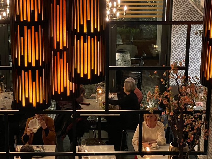 Having dinner before going to the theatre