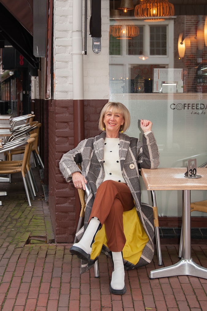 Long black and white coat