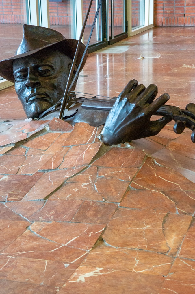 Statue at the town hall of Amsterdam