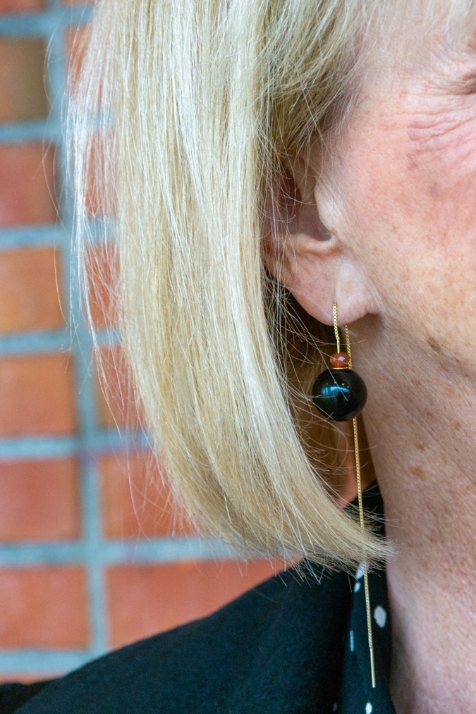 Black chain earrings by Lara Design