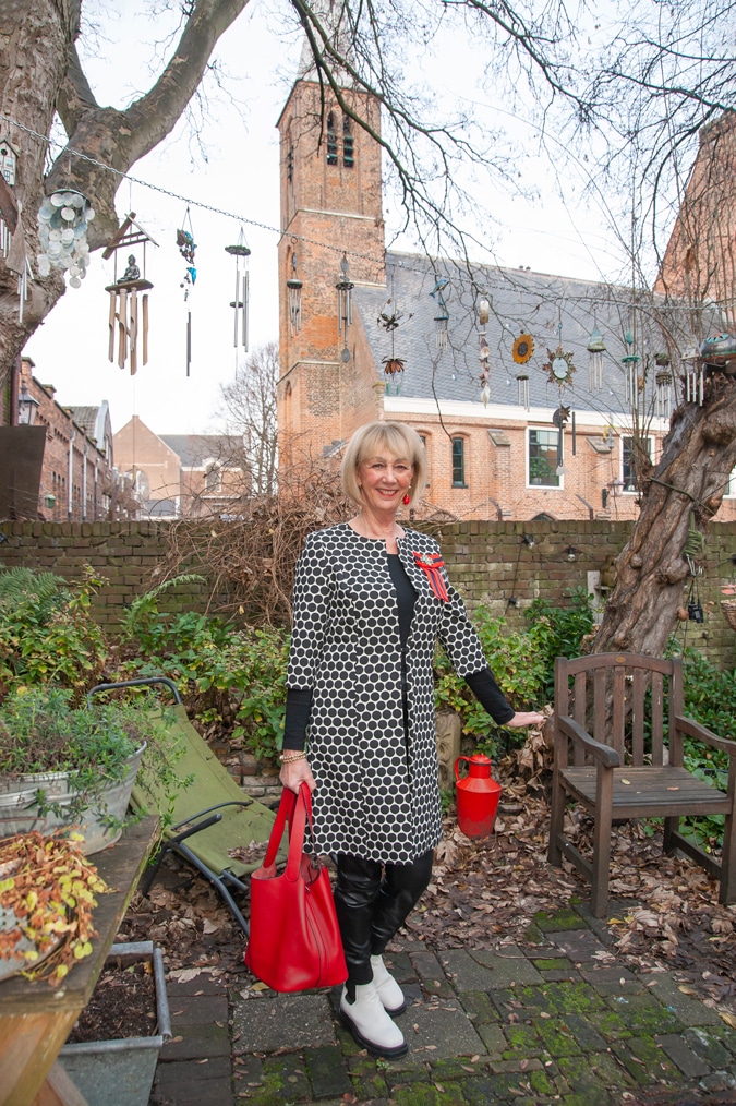 Long black and white jacket by Mart Visser