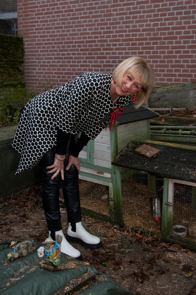 Long black and white jacket by Mart Visser