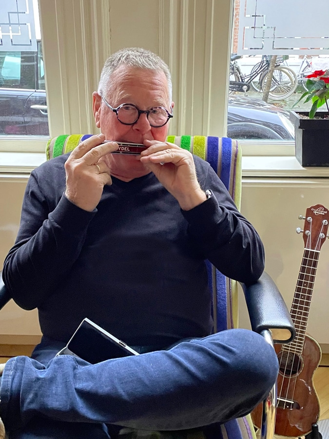 Ron playing his harmonica