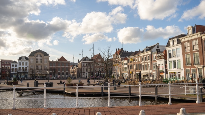Square and canal in Leiden