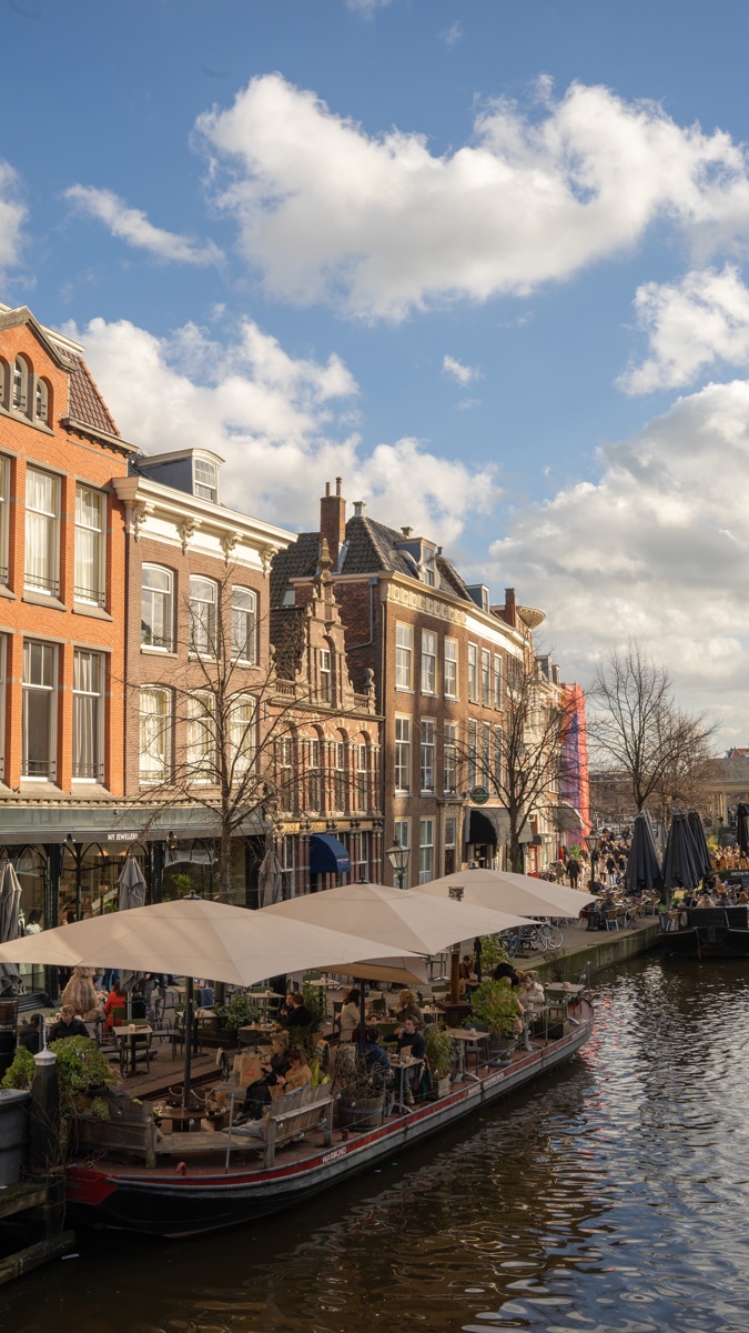 Eating on a boat in Leiden