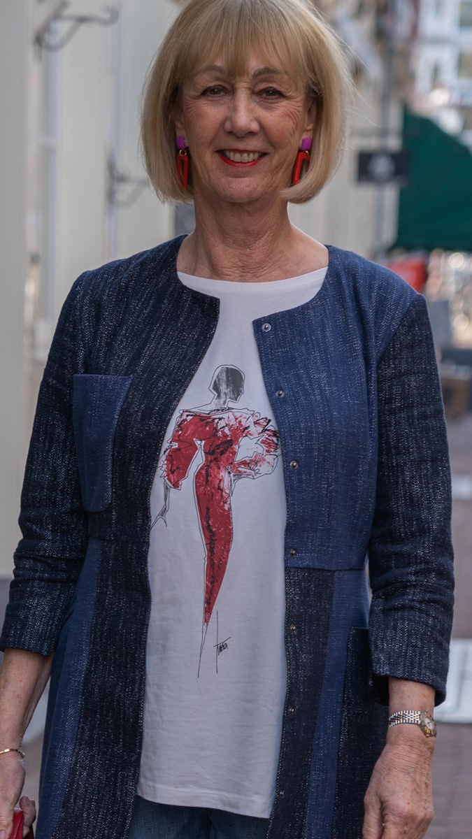 Jeans dress with a printed top