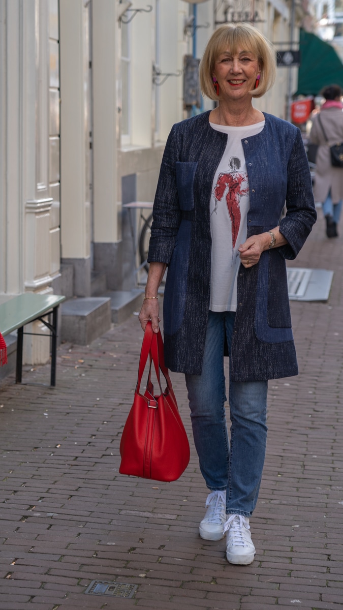 Jeans dress with a printed top