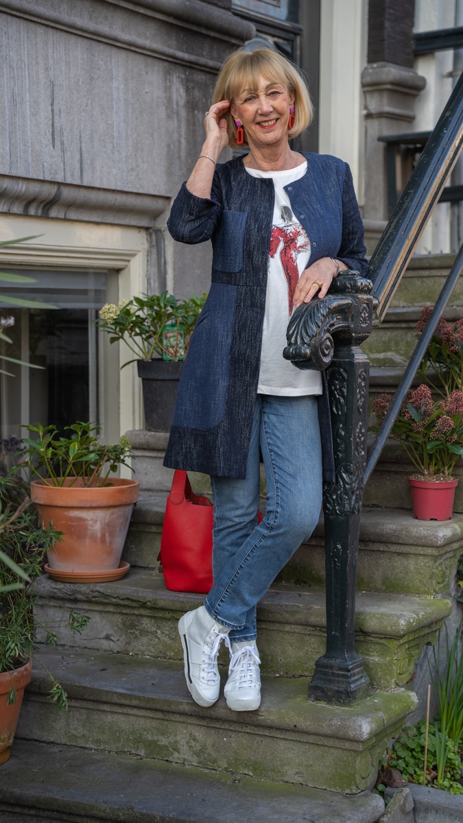 Jeans dress with a printed top