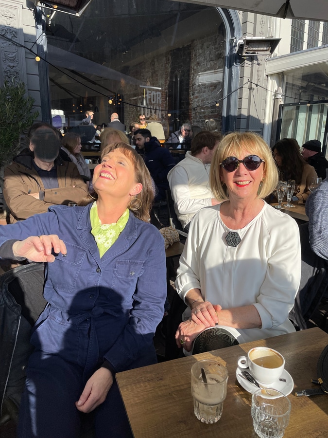 Marita and me on a terrace in the sun