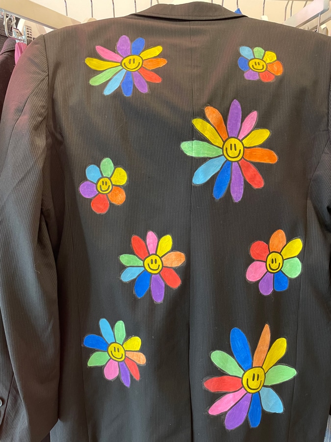 Blazer with painted flowers back