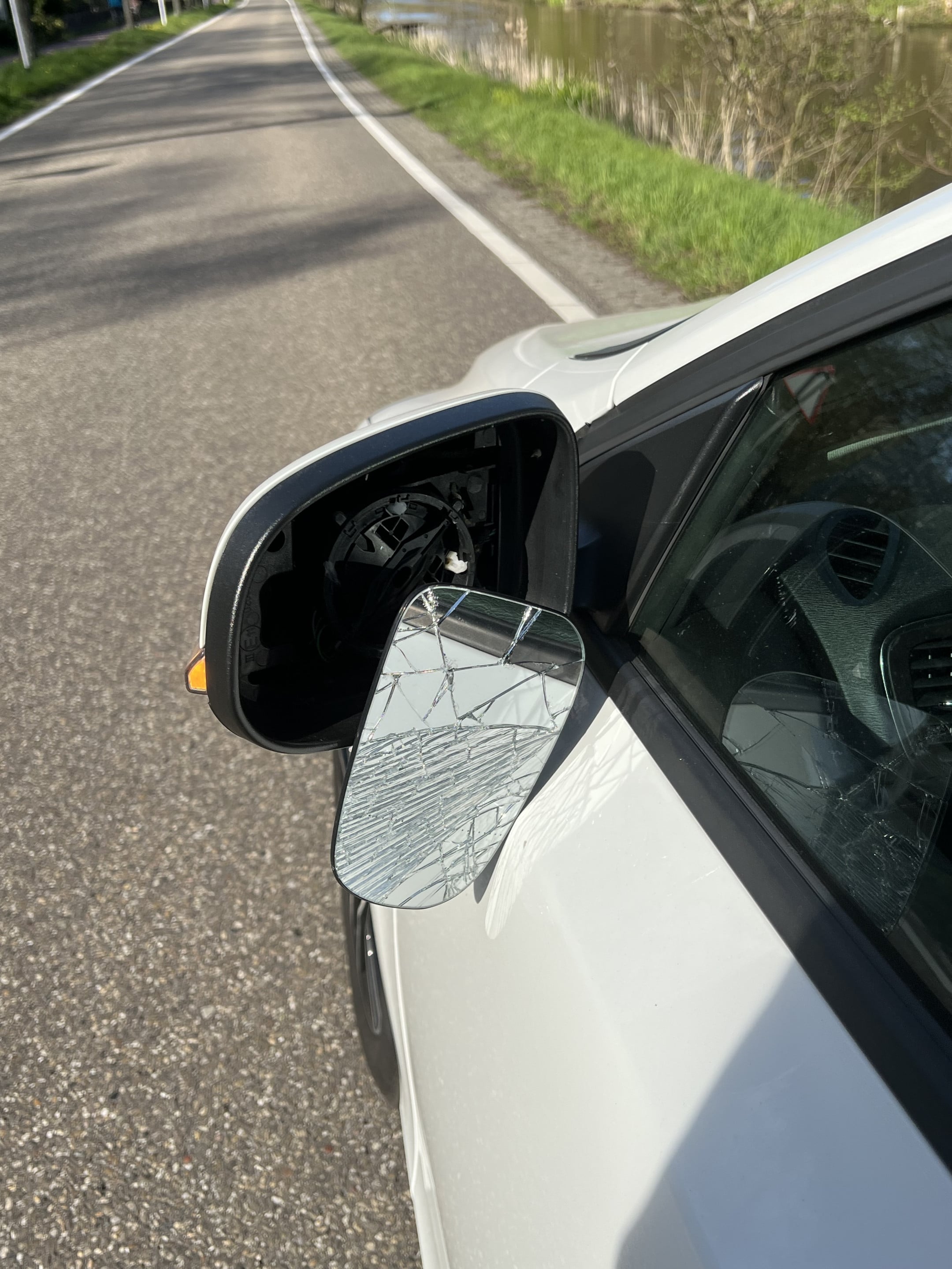 Broken side mirror