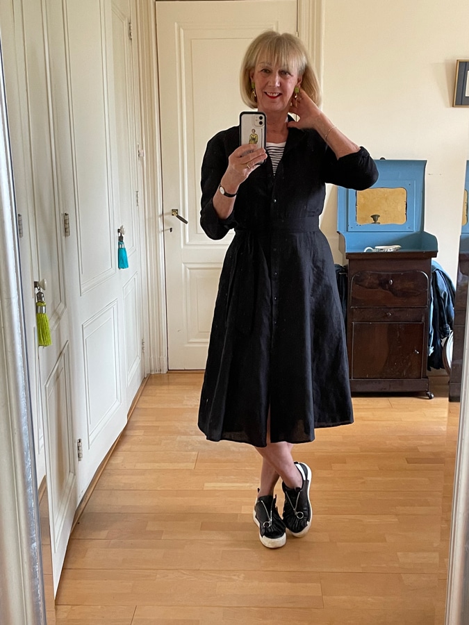 Black linen dress