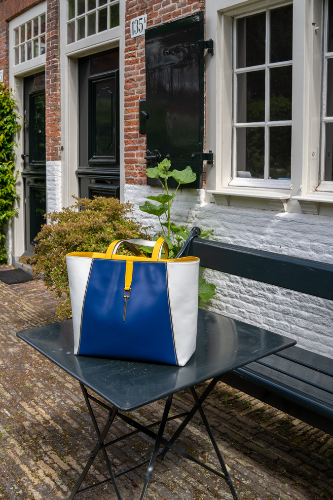 Blue, yellow and white Marina Rinaldi bag