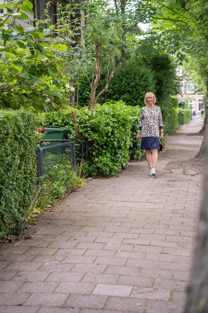 elegant dress in blue and yellow