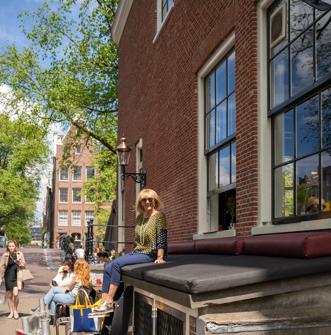 Kenzo top with blue trousers