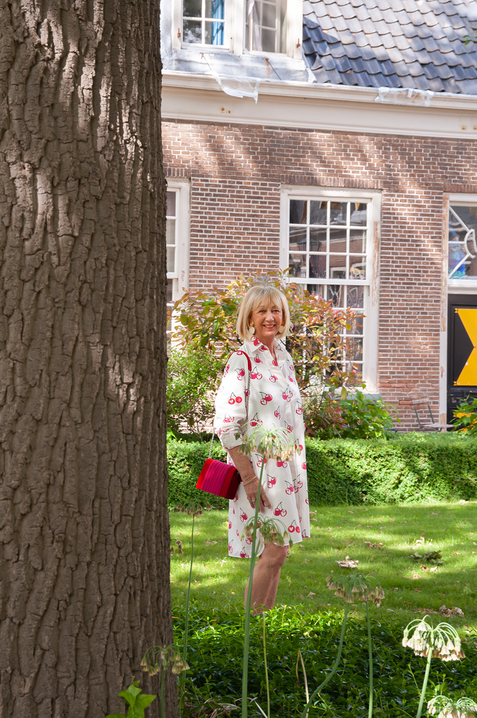 White cherry print dress by Max Mara