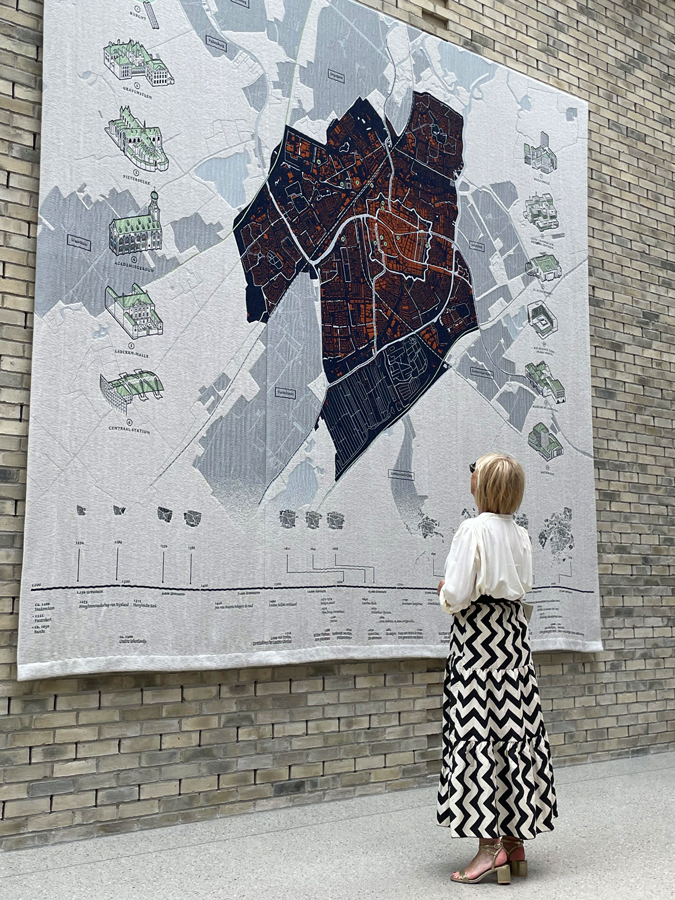 Black and cream zigzag maxi skirt