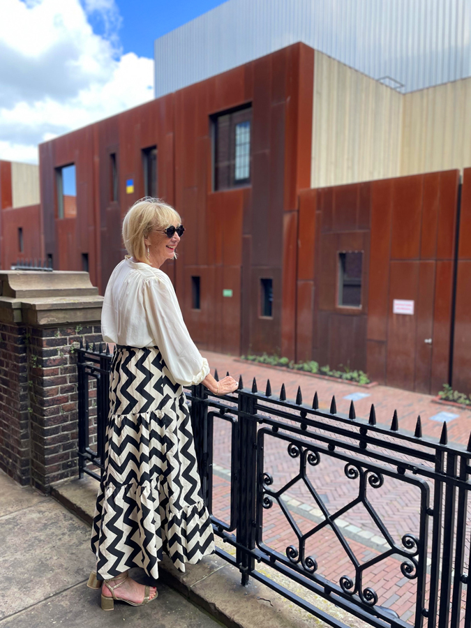 Black and cream zigzag maxi skirt