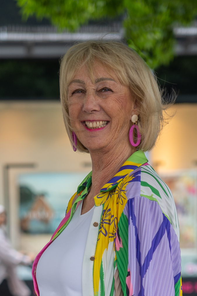 Pink and white earrings by Lara Design