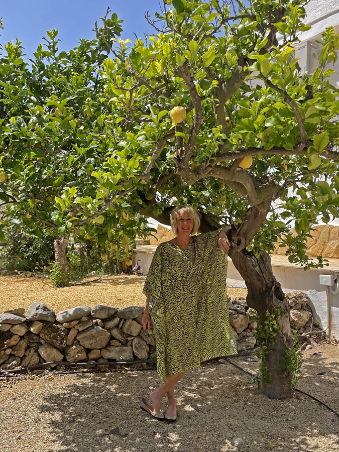 Lime yellow dress on holiday