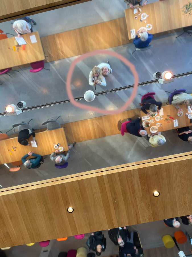 Marjolein and me in the ceiling mirror